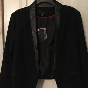 Black “leather” accented office blazer